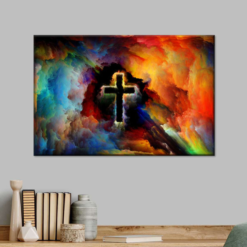 Colorful Cross Canvas Print, 26" H x 39" W x 1.25" D