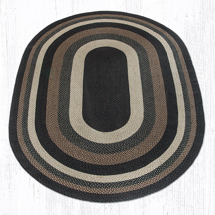 Earth Rugs Mocha/Frappuccino Oval Braided Rug Handwoven Jute, Oval 8' x 11'