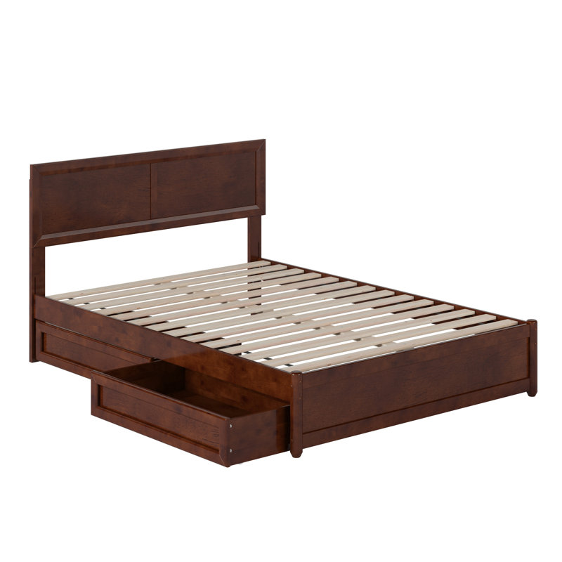 Astley Wood Panel Storage Bed, Full, Walnut