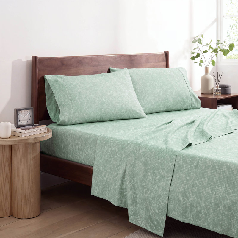 Martex Restore Solid - Soft, Breathable, Cotton Blend, Temperature Regulating, Twin Sheet Set with 1 Pillowcase, Echo Sage