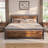 Metal Frame Platform Bed with Wood Headboard and Footboard-1472707813