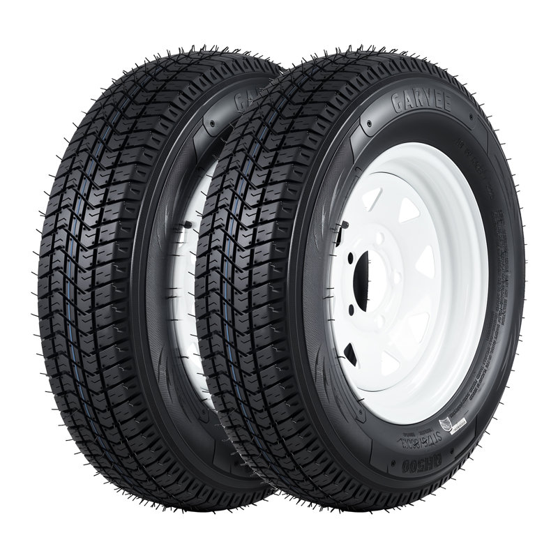 Ensemble de 2 pneus et roues pour remorque - ST175/80D13 à carcasse diagonale, indice de charge C 6PR, 1360 lb - Jante blanche de 13 pouces, 5 sur 4,5 pouces (5x4,5)