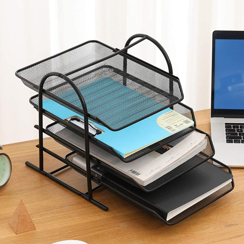 4 Tier Metal Mesh Desktop File Organizer