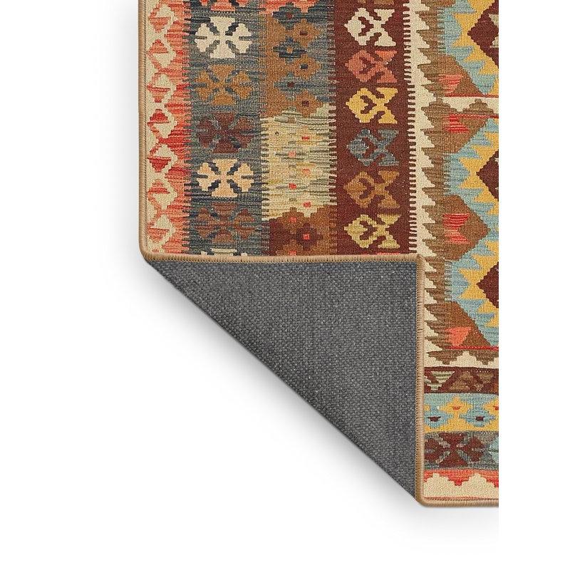 Tapis brun / bleu Southwestern, Rectangle 5 pi x 8 pi
