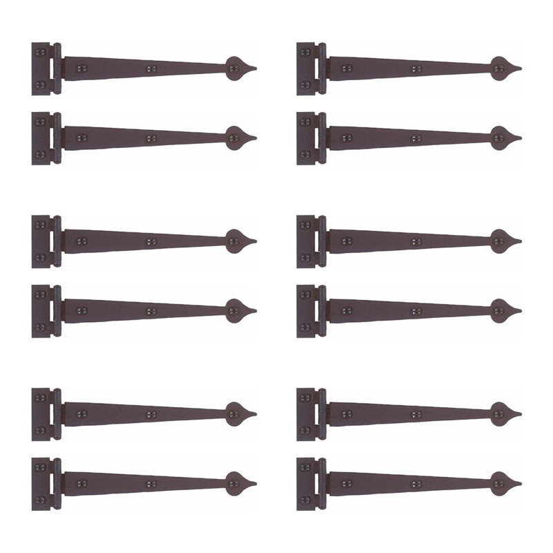 Black Wrought Iron Spear Tip Strap Cabinet Hinges