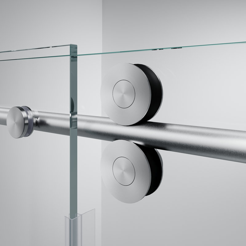 50" - 55" W x 76" H Single Sliding Frameless Shower Door, Nickel