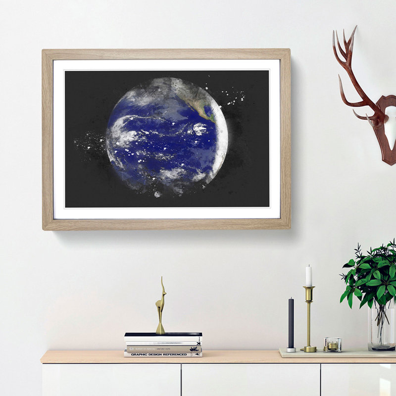 A Satellite Image of Earth - Picture Frame Graphic Art Print, Oak Framed, 33cm H x 45cm W x 2cm D