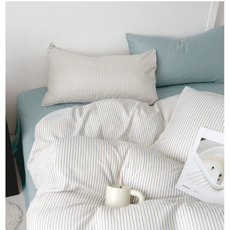 Berlin Gray Striped 100% Cotton Reversible Comforter Set