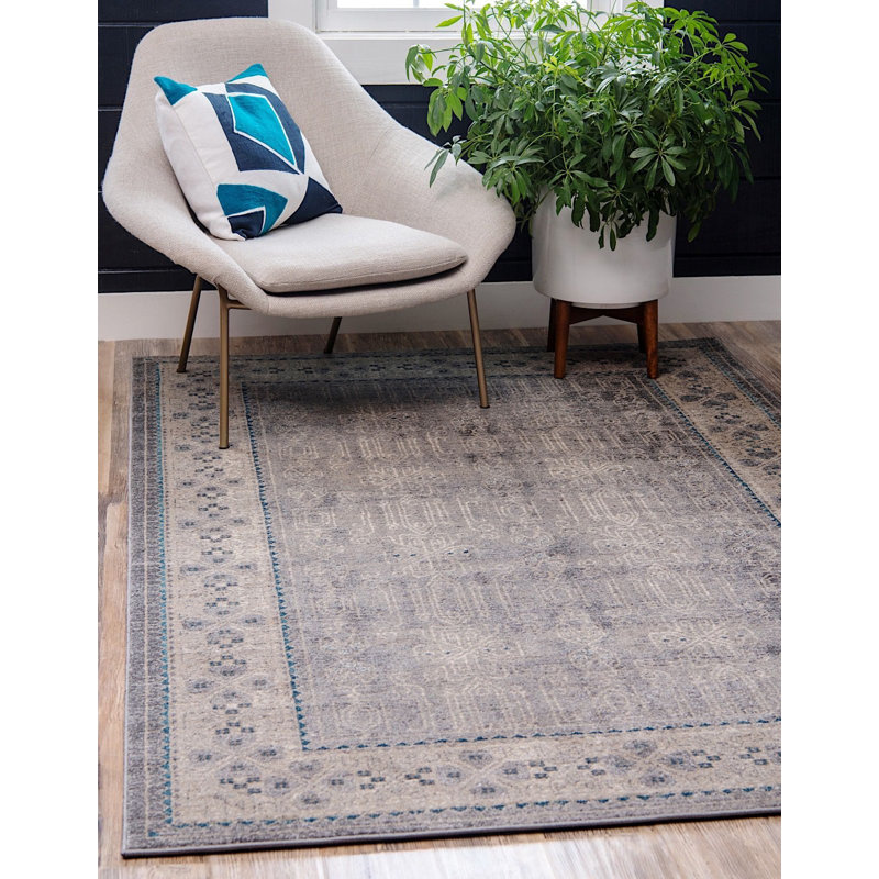 Tapis à motif oriental fumé Linz, Tapis de couloir 2 pi x 6 pi