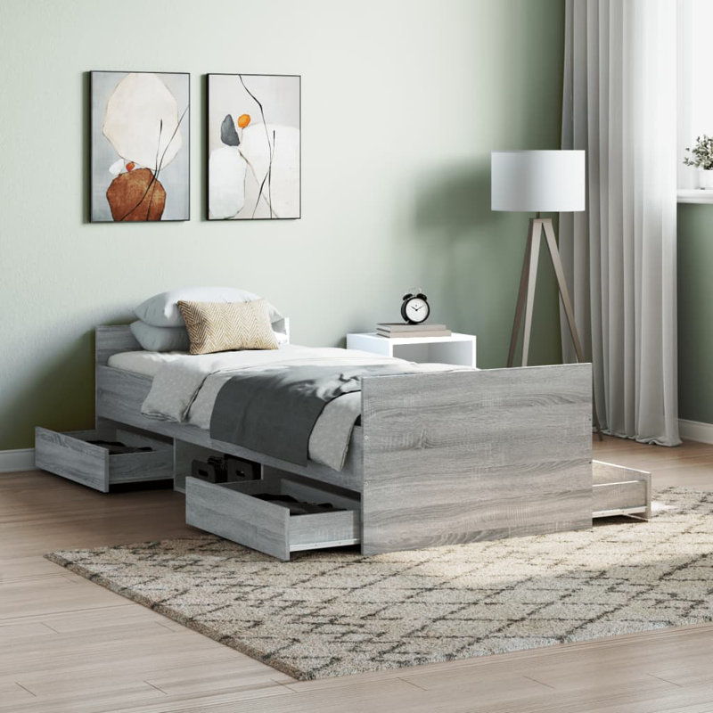 Addylen Drawers Bed, Small Single (2'6), Grey Sonoma