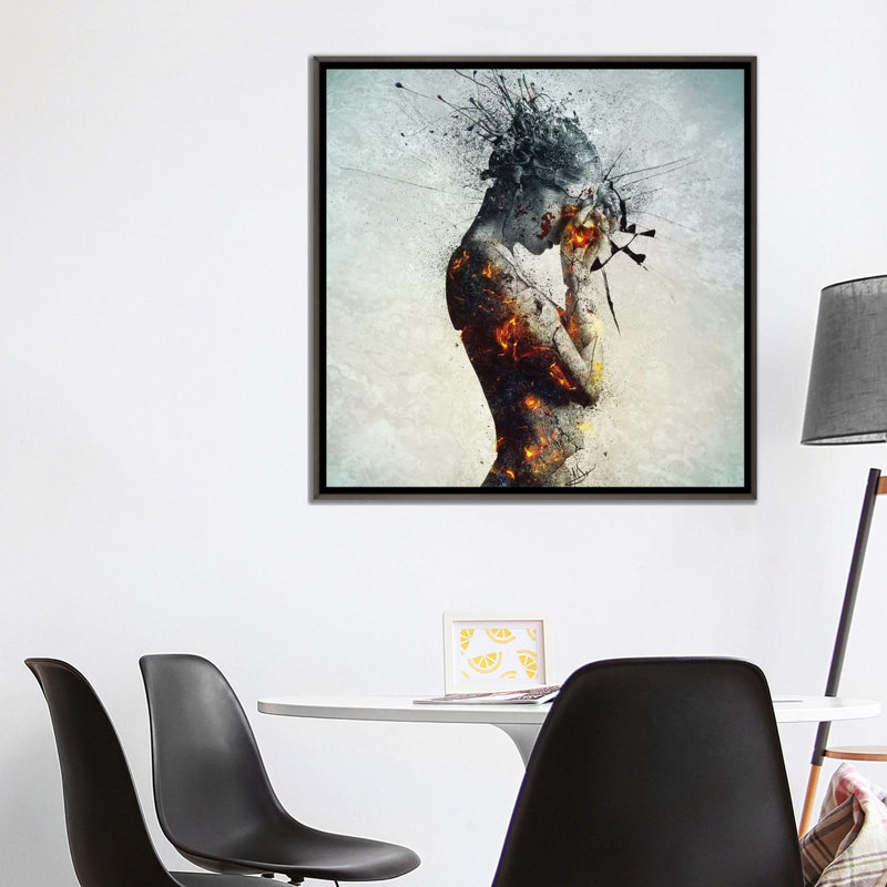 " Deliberation " by Mario Sanchez Nevado, 26" H x 26" W, Floater Framed Canvas, Distressed Black