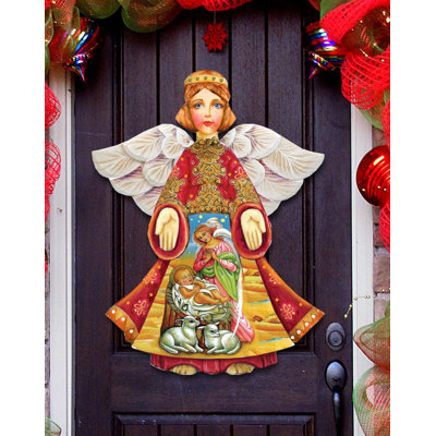 Décoration murale en forme de porte de Noël Mary and Joseph