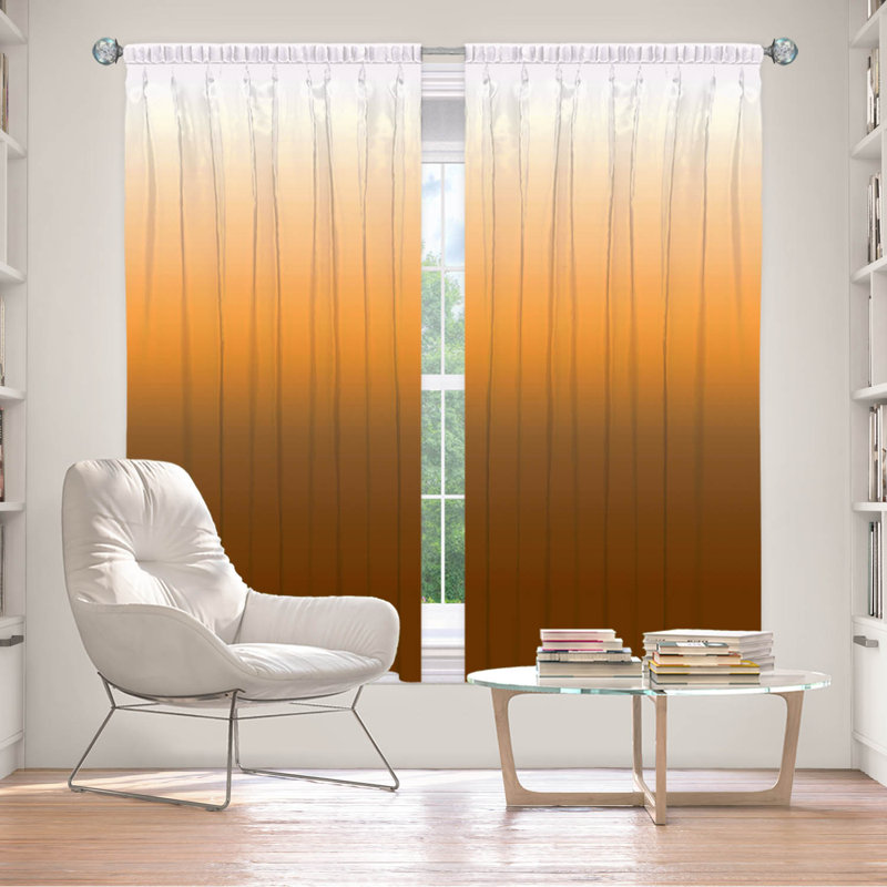 Vandela Room Darkening Curtain Pair, 20" W x 61" L, Brown/Orange/White
