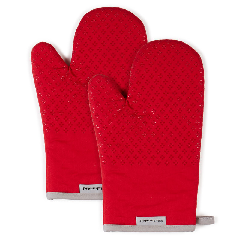 KitchenAid Asteroid Solid Textured Oven Mitt, Red