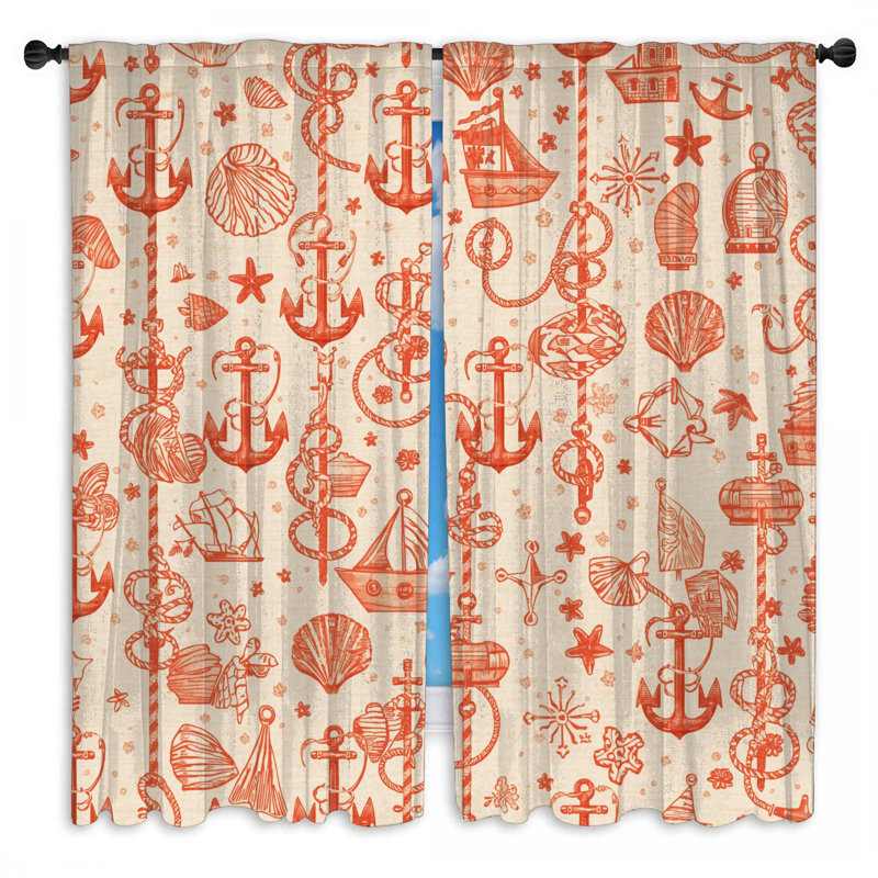 Rideaux obscurcissant Nautical Anchor Shells, 20 po x 80 po - 2 panneaux, Transparent