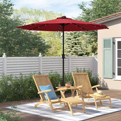 9' Lighted Market Umbrella Outdoor Patio Umbrella