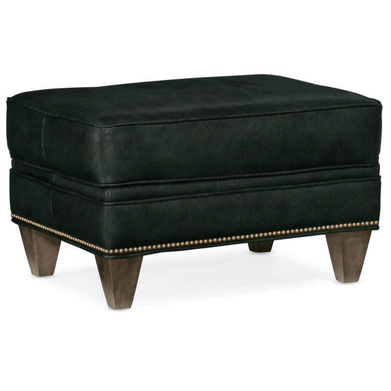 Repose-pieds rectangulaire en cuir véritable de 28,5 po de largeur Reddish, Naturel, Pavées