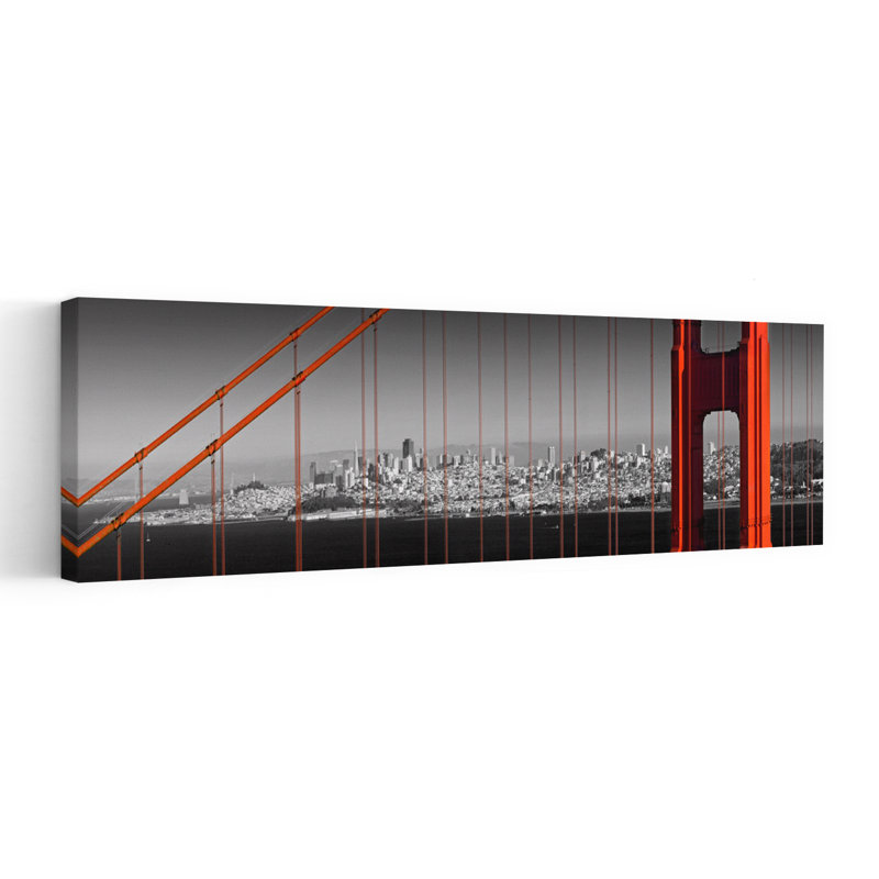 San Francisco, porte dorée, horizon tranquille, architecture abstraite, art mural, H 12 po x l 36 po