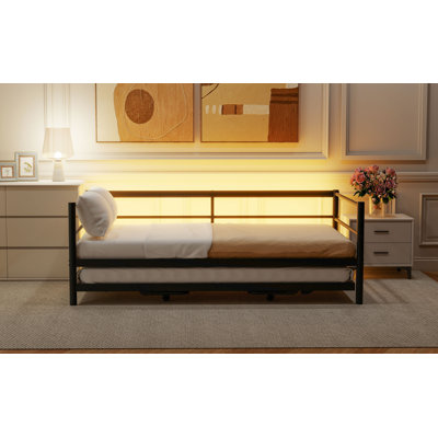 Teddy Fleece Queen Size Upholstered Platform Bed With Twin XL Trundle, Gray