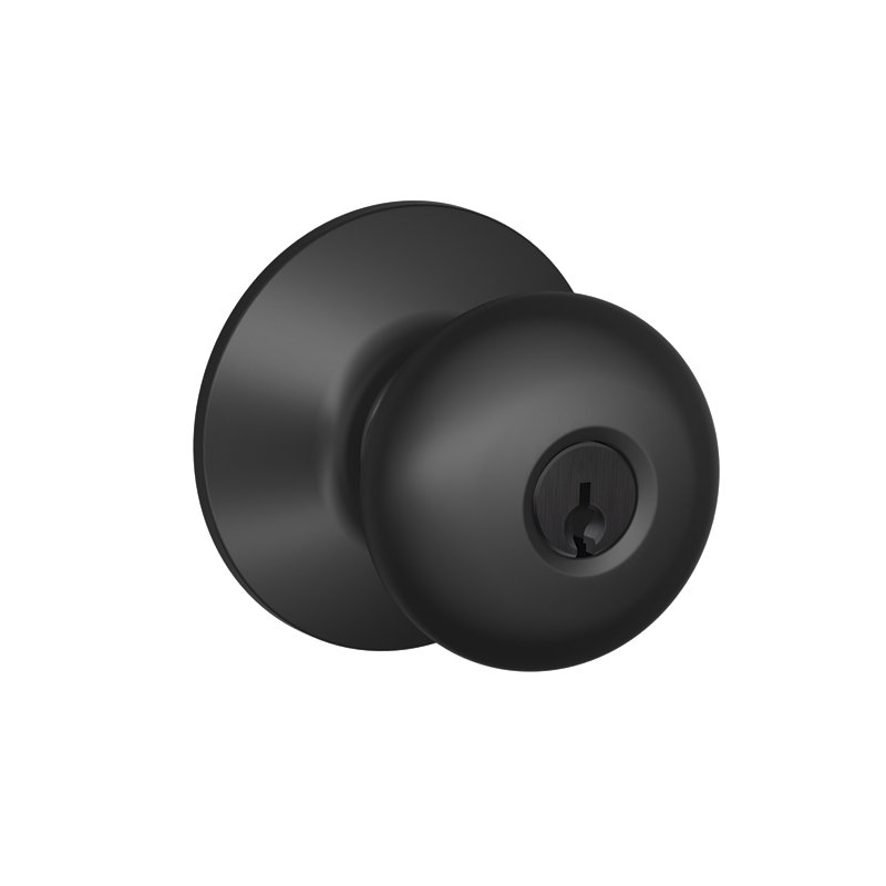 Plymouth F Series Keyed Entry Knobset with Round Rosette, Satin Nickel