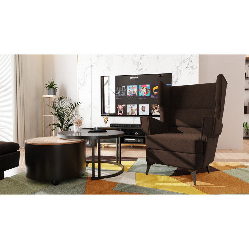 Bozek Upholstered Wingback Chair, Falcone Brown