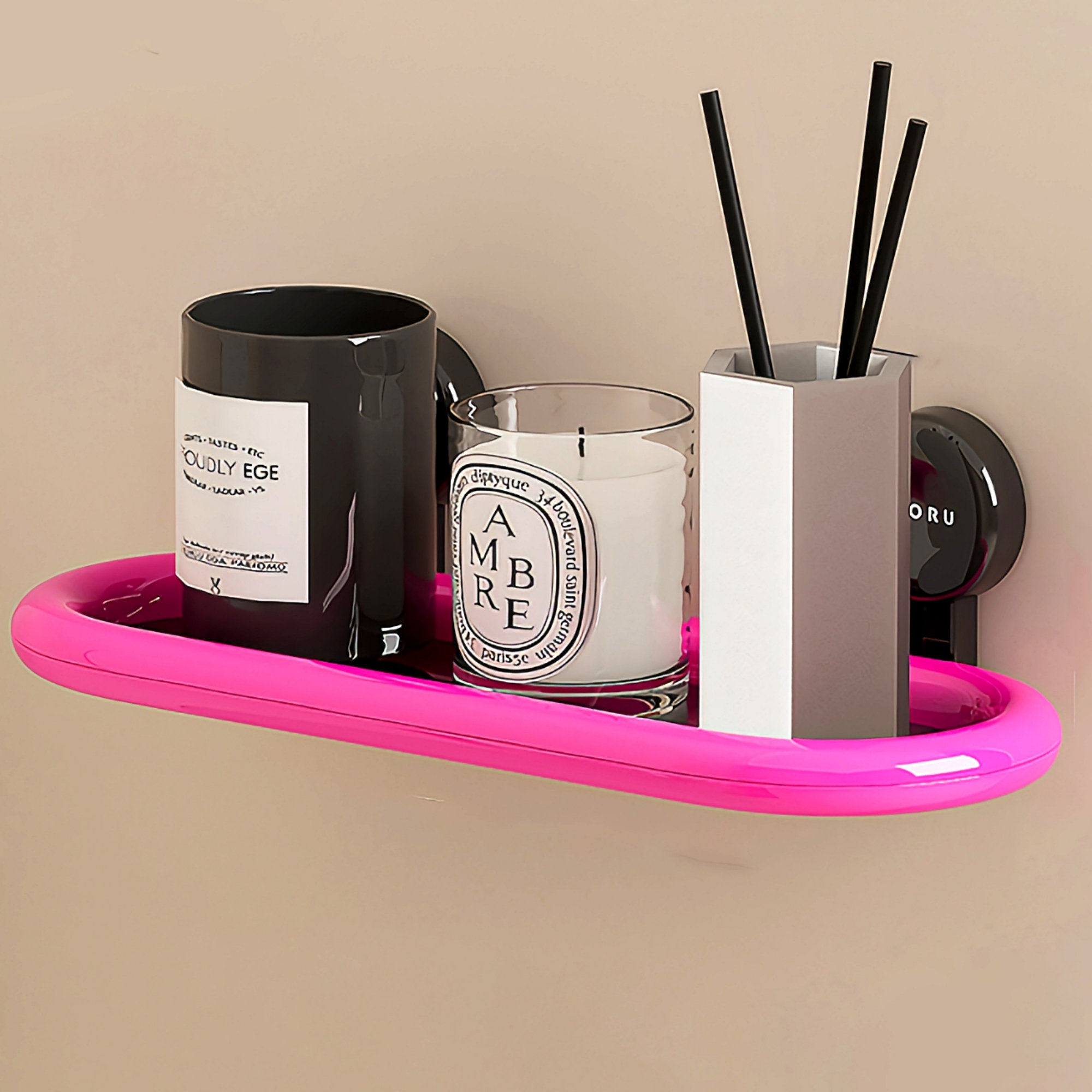 Rebrilliant Butterfly Suction Cup Storage Rack, Non Perforated Wall Mounted Toilet Storage Box 1 Set C113241101