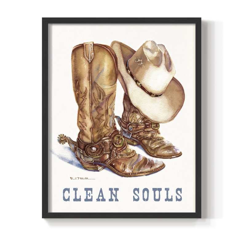 Clean Souls Framed Print - Solid Wood, 21" H x 17" W, Black