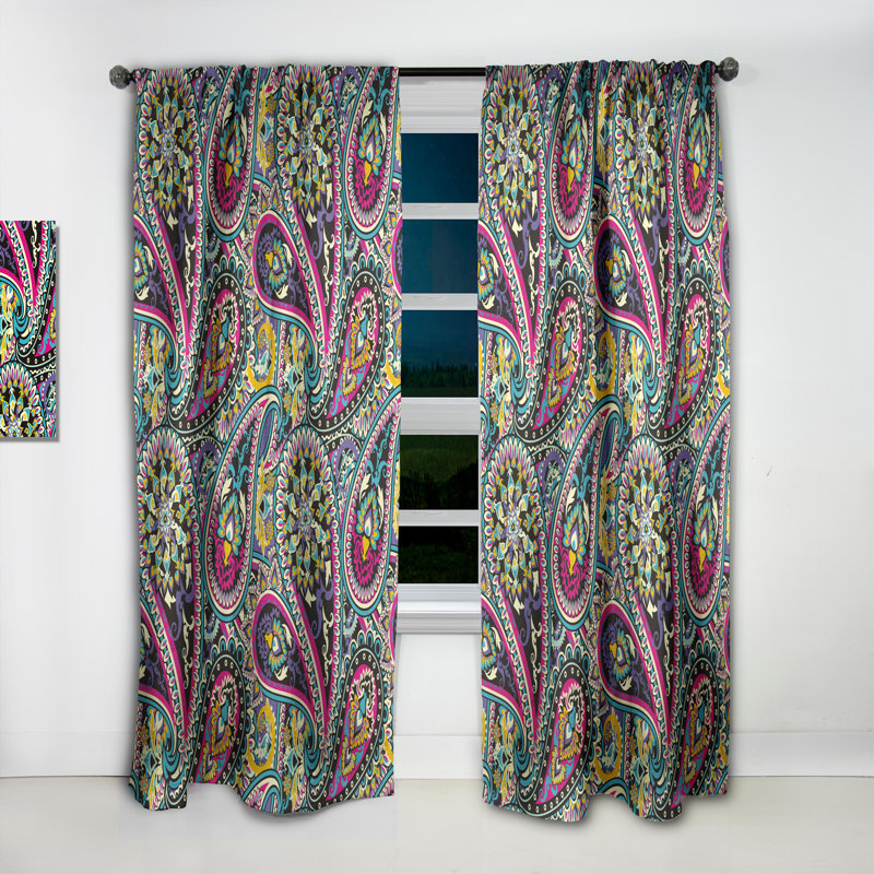 Pattern Based on Traditional Asian Elements Paisley - Paisley Vintage Blackout Curtain Single Panel, 52" W x 108" L