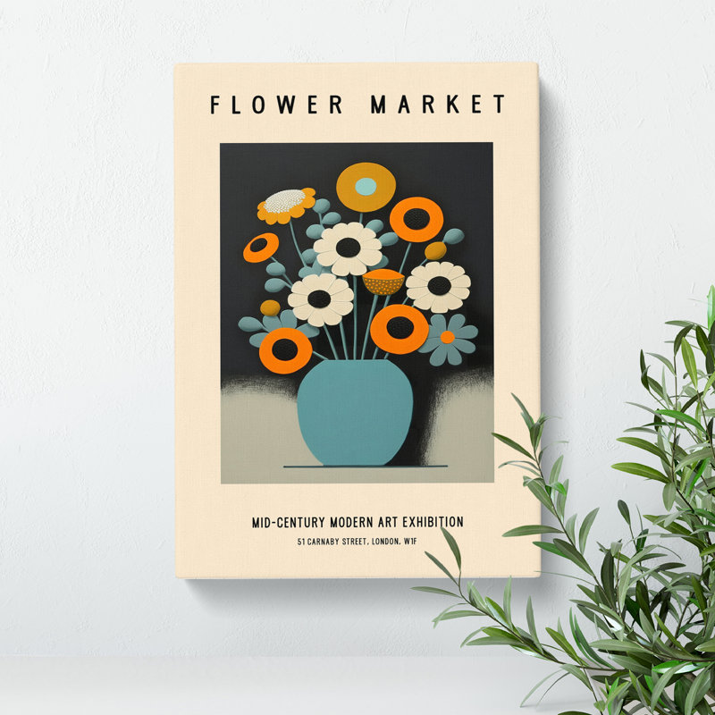 XMKTMKT-443 Mid Century Flower Market Exhibition No.2 - Wrapped Canvas Print, 76cm H x 50cm W x 3cm D