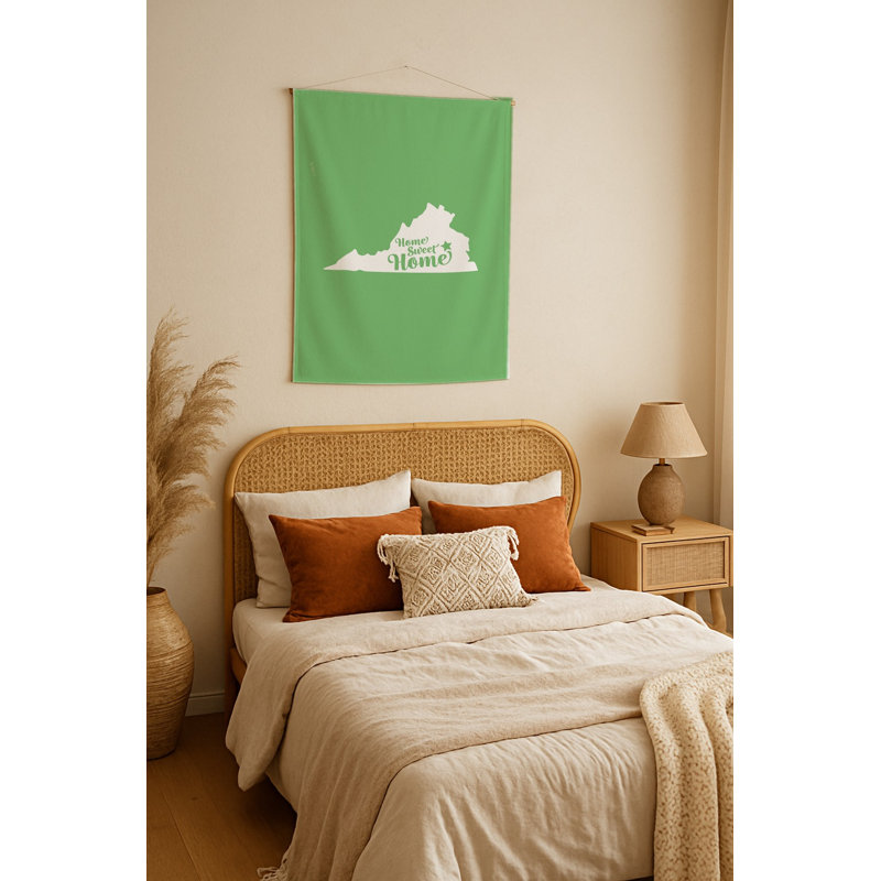 Home Sweet Virginia Beach — Silhouette de l'État de Virginie — Tapisserie murale tissée portrait, H 36 po x l 26 po