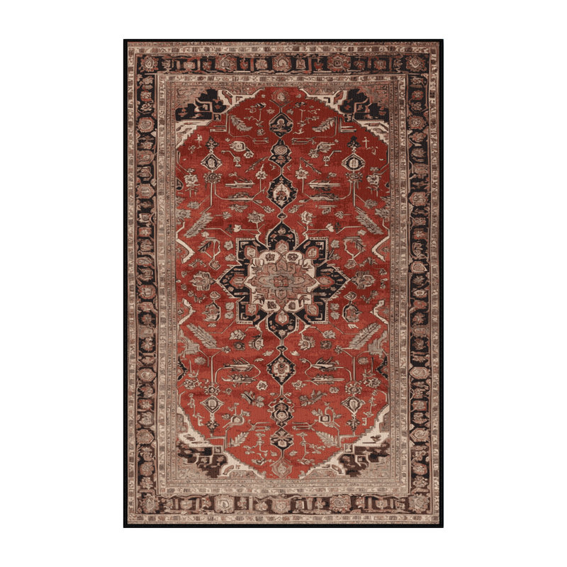 Machine Washable Persian Brown Area Rug, Rectangle 7' x 10'