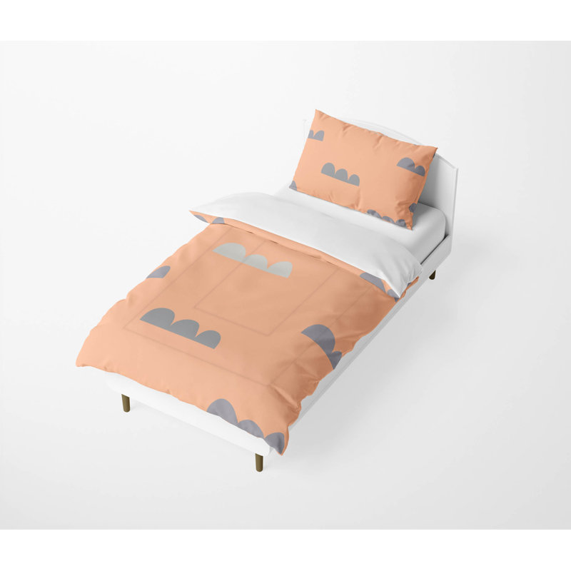 Dino Cloud Decorative Lightweight Comforter Set, Peach Geometric