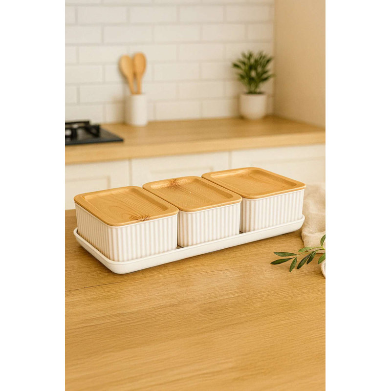 Canister Set With A Serving Tray (3-Piece)