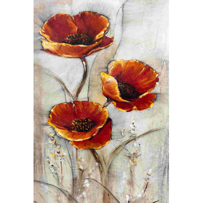 Coquelicots rouges sur taupe I