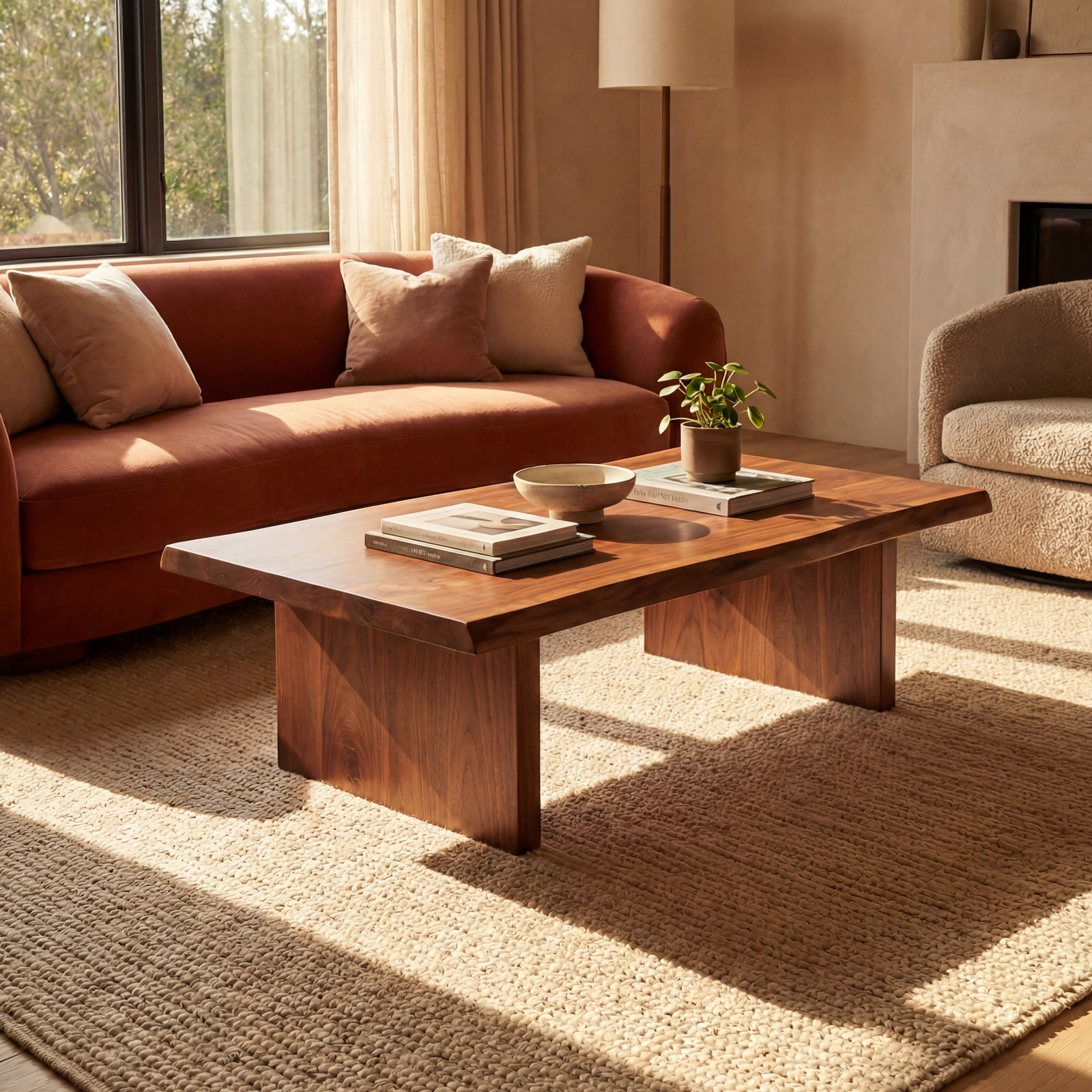 Colin 48" Acacia Coffee Table, Brown