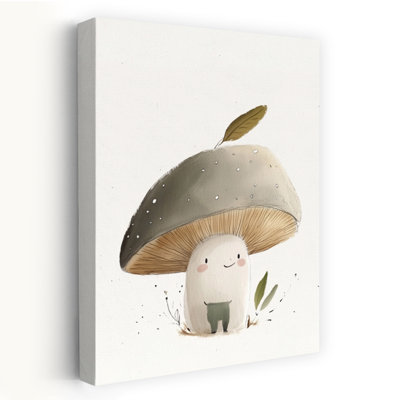 Cute Whimsical Mushroom Whimsical Abstract Contemporary Forest Nature Wall Art Print by Mathieu - Wrapped Canvas Print