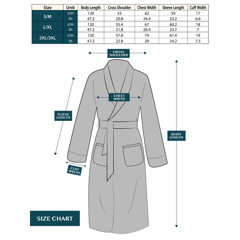 Large-X-Large Black Hooded Fleece Bathrobe with Pockets