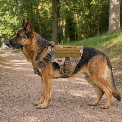 Tactical dog harness vest with control handle, D-ring, and adjustable straps
