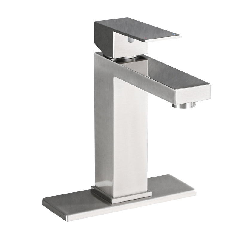 Bathroom Deck-Mounted Faucet 1 Hole Stainless Steel - With And Drain Assembly, 1.2 Flow Rate, Lever Handle, Ceramic Disc Valve For Sink, Brushed Nickel Single & Lavatory,
