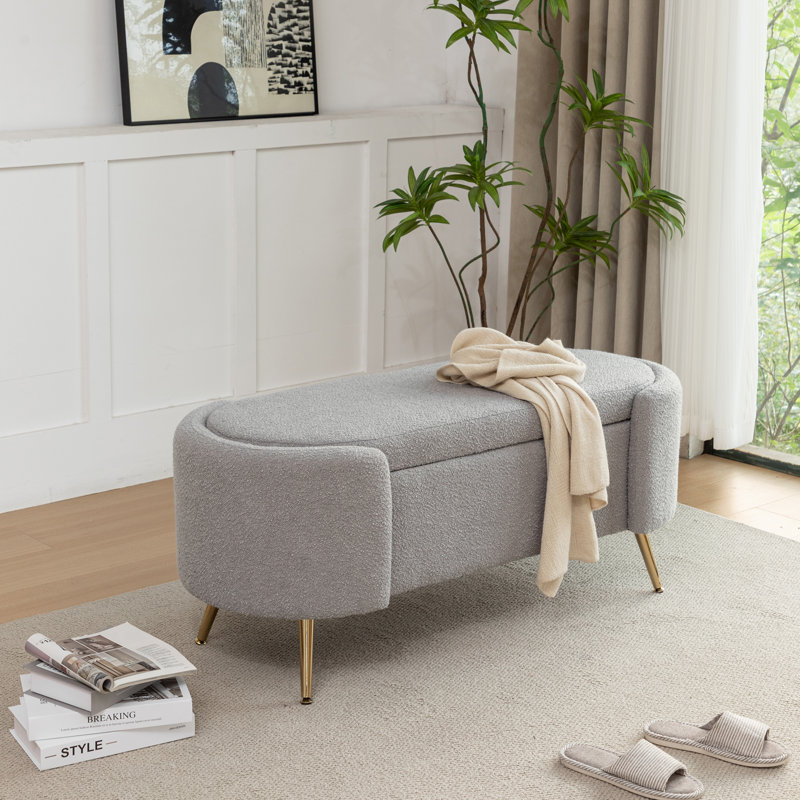 Banc de rangement rembourré Marlyssa, Gris