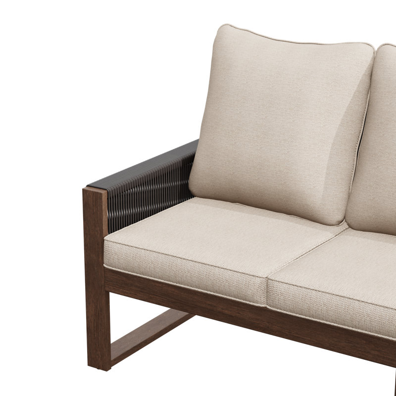 Canapé de patio en bois et osier, Beige