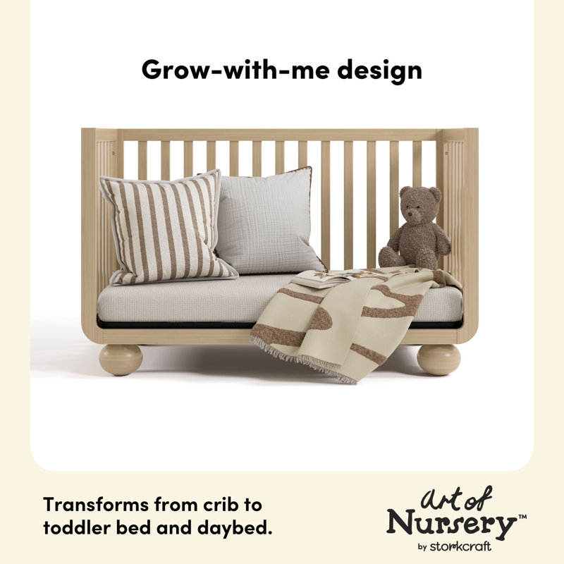 Amalfi Deluxe 5-In-1 Convertible Crib With Bonus Toddler Guardrail, Driftwood, Crib