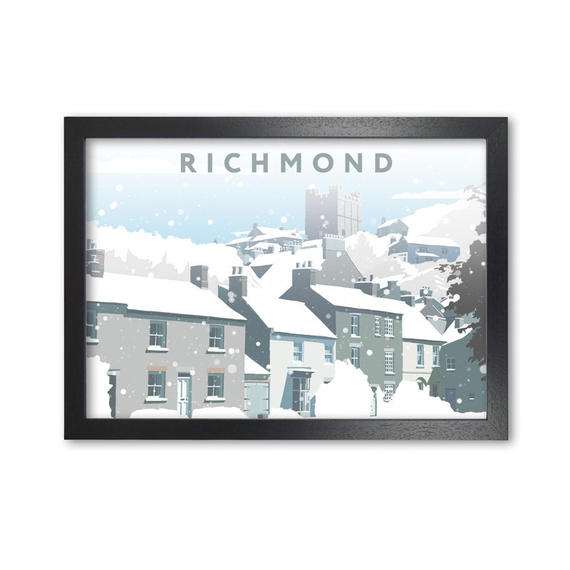 Richmond In Snow by Richard O'Neill - Single Picture Frame Print, Black, 21 cm H x 297 cm W