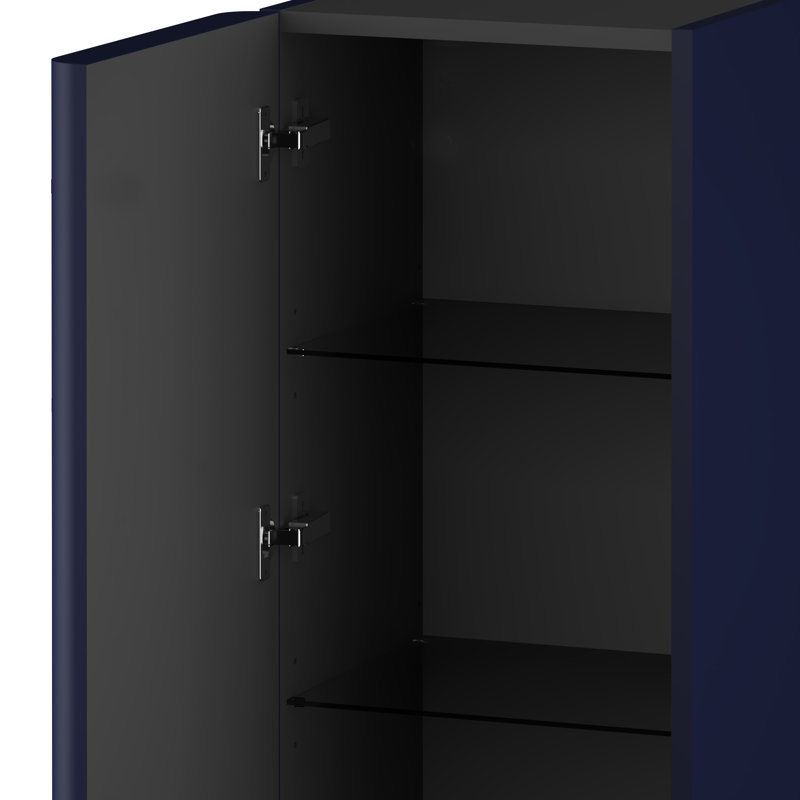 Ashat Wall Bathroom Cabinet, Wave Blue/Black, Left