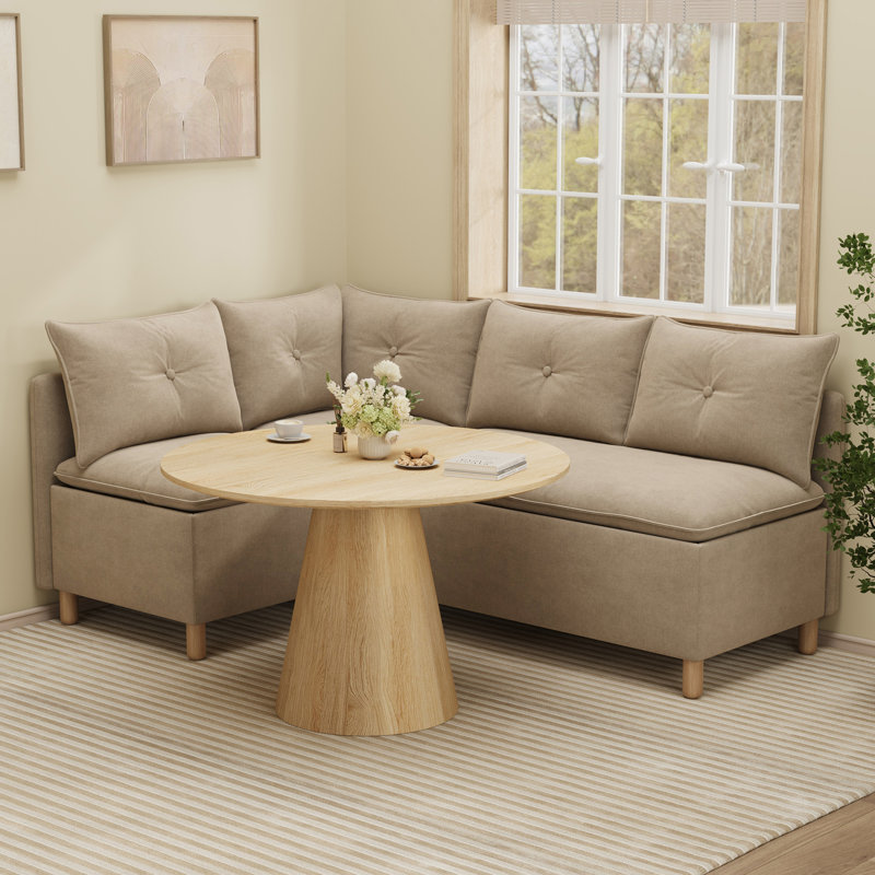 Banquette d'angle modulaire avec rangement, banquette de petit-déjeuner rembourrée en forme de L pour 4 personnes avec 1 siège d'angle