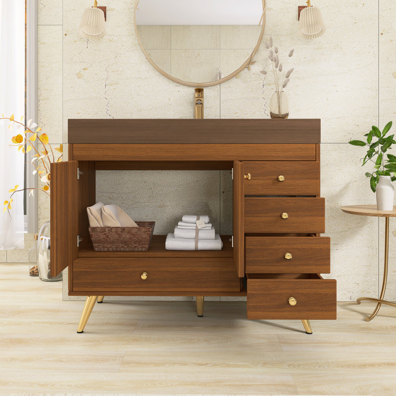 Ensemble de meuble-lavabo autoportant 36 po avec comptoir en faux marbre 36 po, Noyer