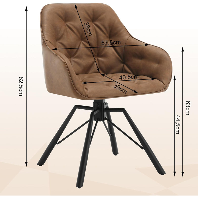 Aaidah 44.5cm H Tufted Upholstered Metal Armchair, Light brown