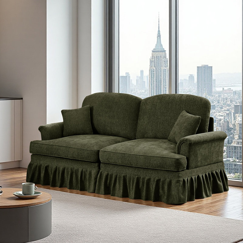 Sofa, Cloud Couch Sectional Sofa, Chenille Loveseat, 36.6" H x 76.4" W x 32.8" D, Green