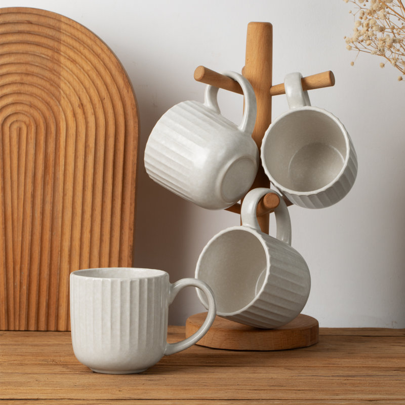  Starlight 4-Piece Stoneware Mug Set, Matte White