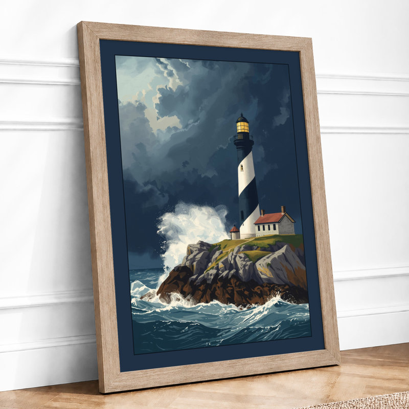 Lighthouse In Storm Coastal - Print, Oak, A3 - 42.0 x 29.7 cm